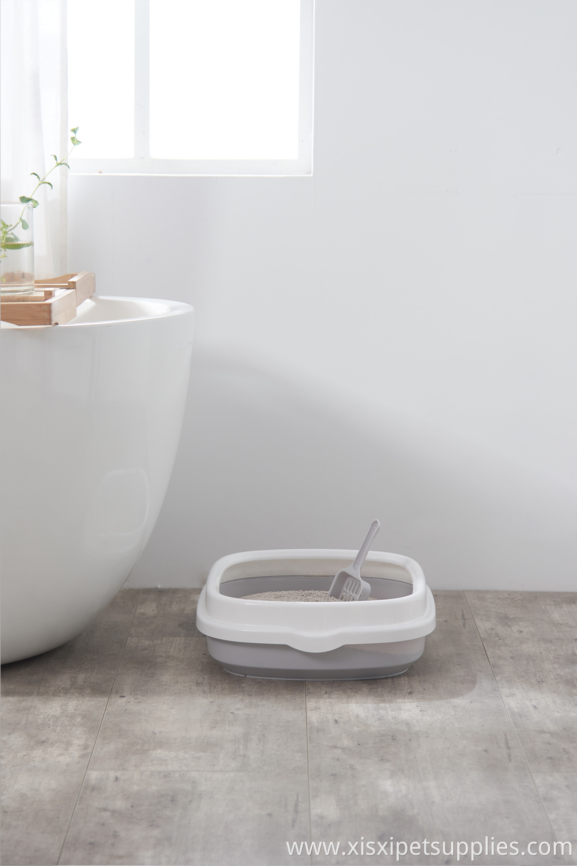 wholesale Top quality square plastic cat litter box cat litter tray cat toilet with litter poop scoop